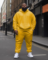 Big Men's  Tracksuit Casual Solid Color Hoodie Pants 2-Piece Set